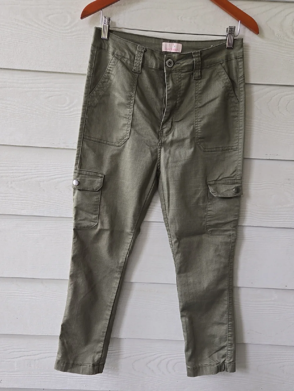 Women's Olive Cargo Skinny Jeans - Picture 6 of 6